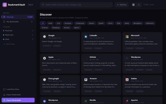 BookmarkVault screenshot preview
