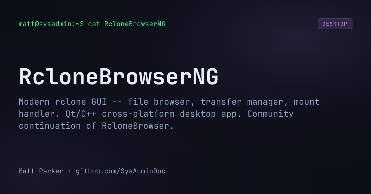 RcloneBrowserNG card