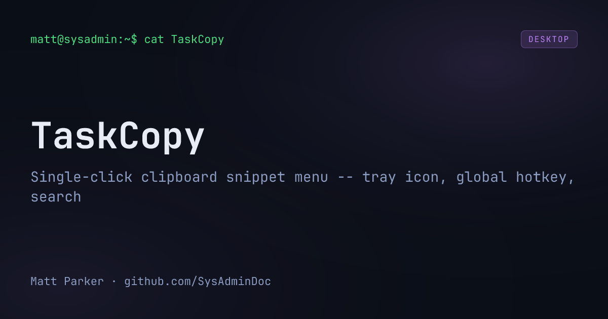 TaskCopy card