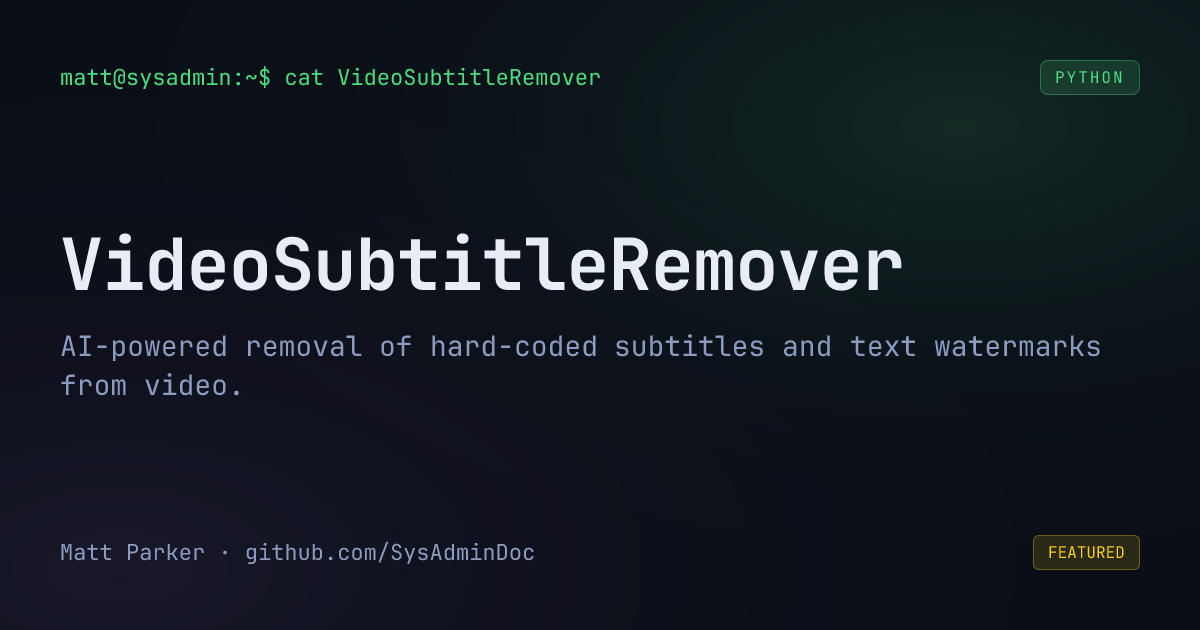 VideoSubtitleRemover card
